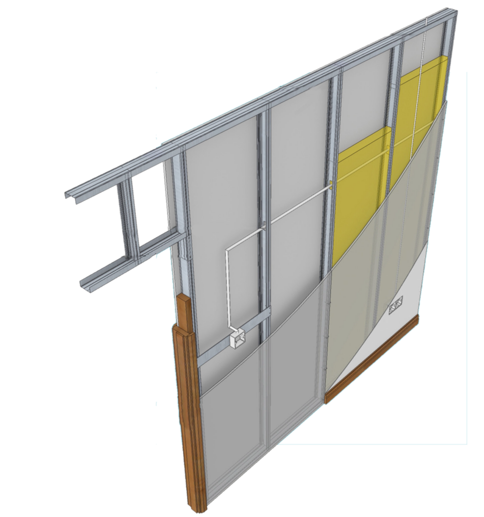 SFS stud and track partition wall system illustration